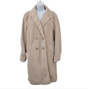 New Wishlist Sherpa Fleece Jacket Women Size M Cream Button Front